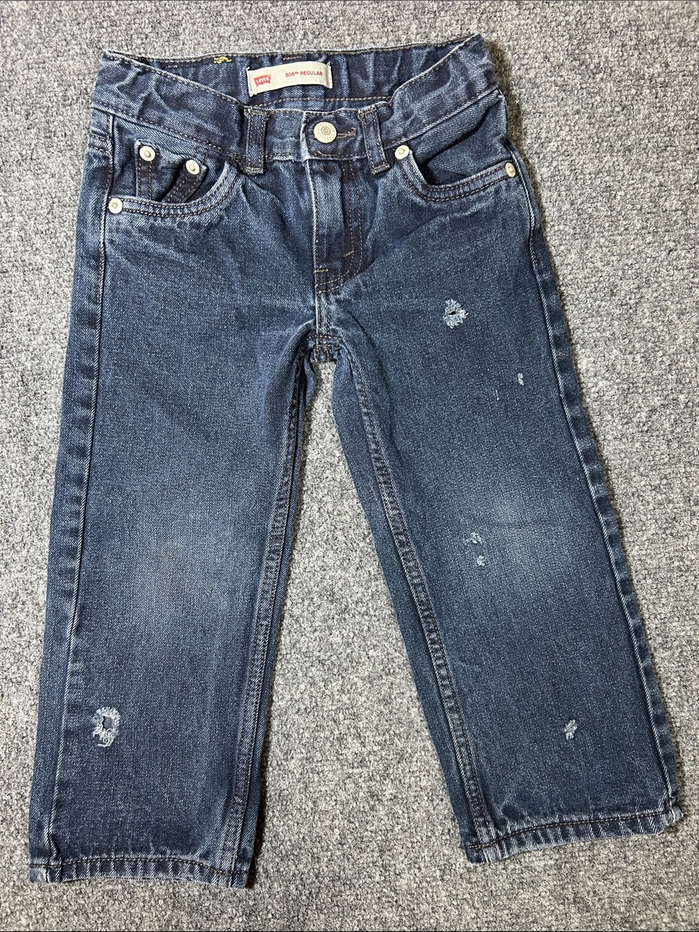 Levi's Boys 505 Regular Dark Distressed Jeans Toddler Size 3T